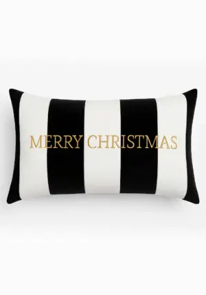 Poduszka prostokąt VELVET STRIPE z haftem Merry Christmas